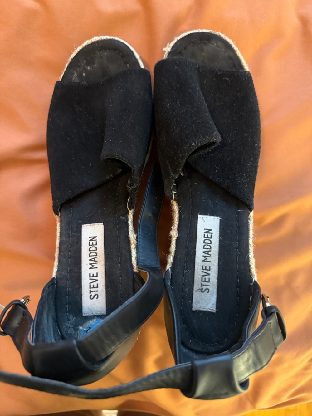 Steve Madden Black Suede Espadrille Sandals with Ankle Strap